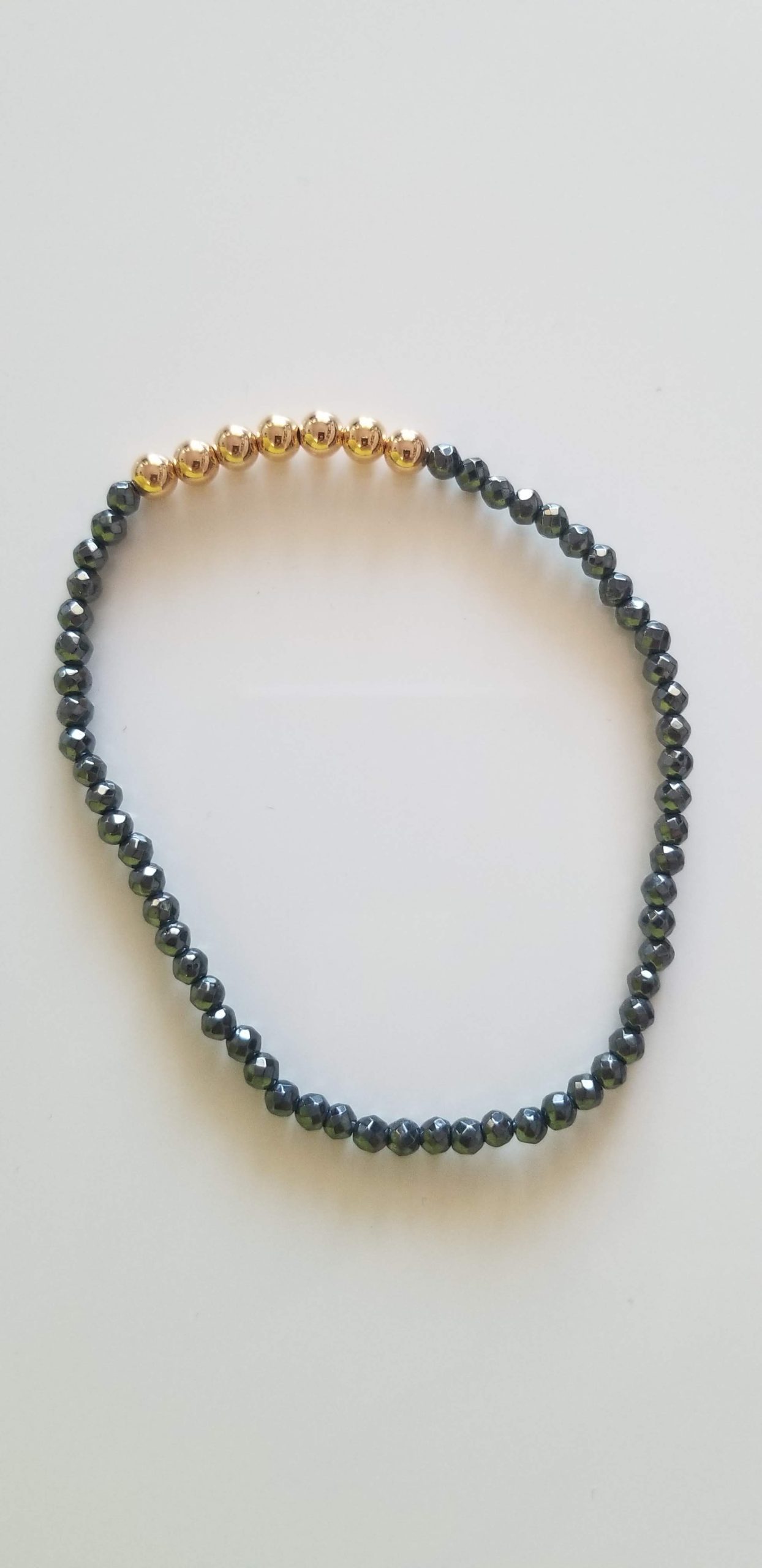 bracelet hematite gold plated silver on elastic